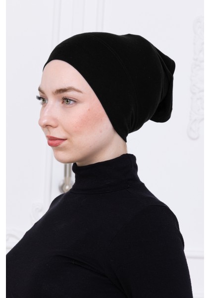 Pratik Geçmeli Siyah Boru Bone Kaymaz Önü Dikişsiz Kadın Tesettür Hazır Iç Bone fırsatları
