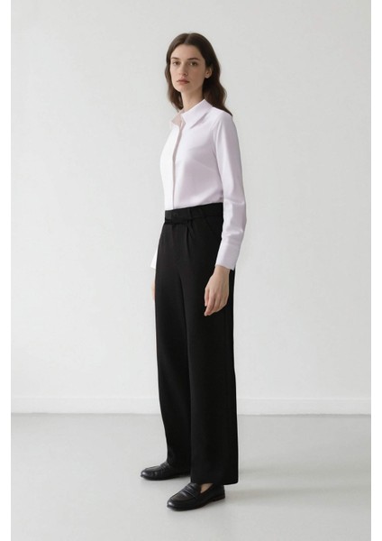 Afra x Defacto Wide Leg Kumaş Pantolon Üç Cepli Normal Bel Standart Boy E5970AX25SP