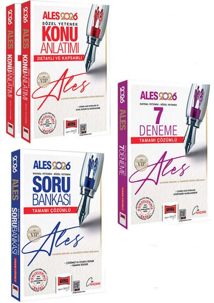 Yargı Yayınları 2026 Ales Vıp Sayısal-Sözel Yetenek Konu - Soru Bankası - 7 Deneme Seti (3 Kitap)