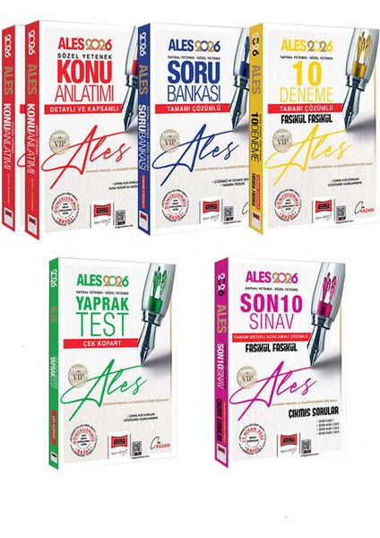 Yargı Yayınları 2026 Ales Vıp Sayısal-Sözel Yetenek Konu - Soru - 10 Deneme - Yaprak Test - 10 Sınav Çıkmış Sorular Seti (5 Kitap)