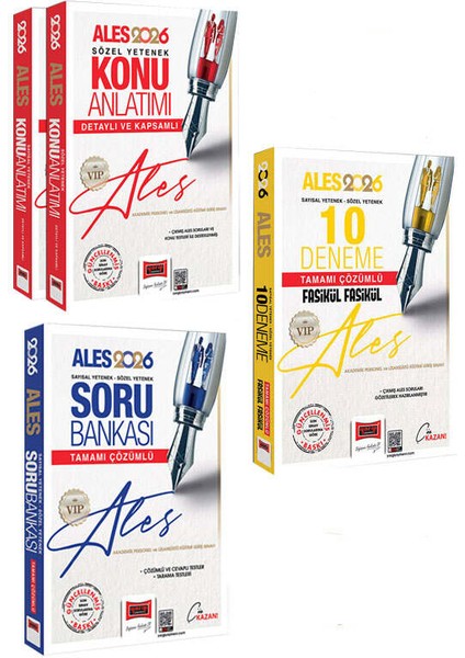Yargı Yayınları 2026 Ales Vıp Sayısal-Sözel Yetenek Konu - Soru Bankası - 10 Deneme Seti (3 Kitap)