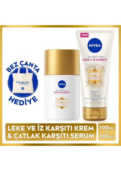Luminous630 Çatlak Karşıtı Yağ Serumu 100ml ve Leke İz Karşıtı Vücut Bakım Kremi 200ml, X2 Adet