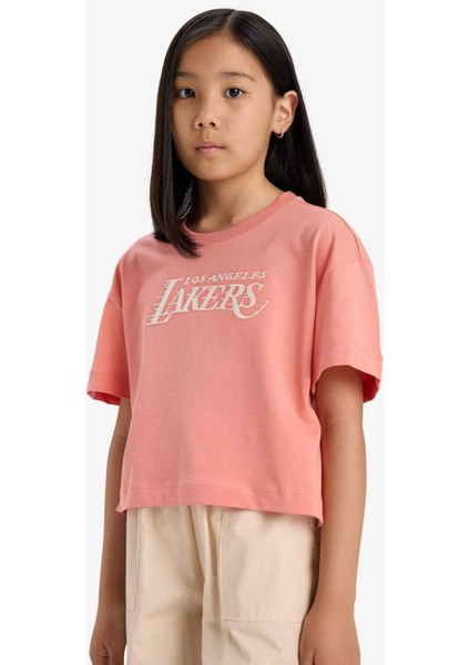 Kız Çocuk NBA Los Angeles Lakers Loose Fit Bisiklet Yaka Kısa Kollu Tişört E7633A825HS