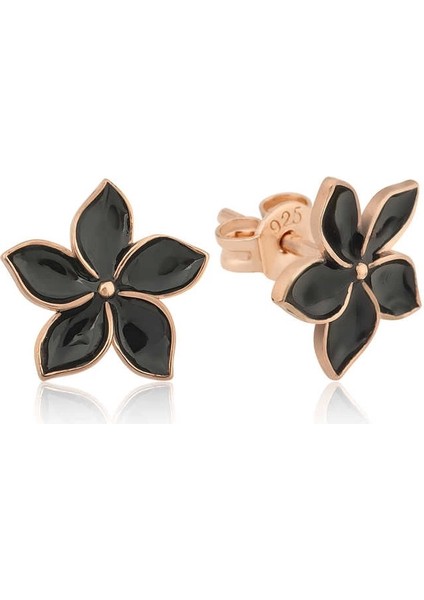 ​gümüş Siyah Yasemin Çiçeği Çivili Küpe