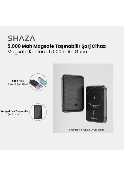 SG1501/BK 5000mAh 15W MagSafe Taşınabilir Powerbank Siyah fiyatları