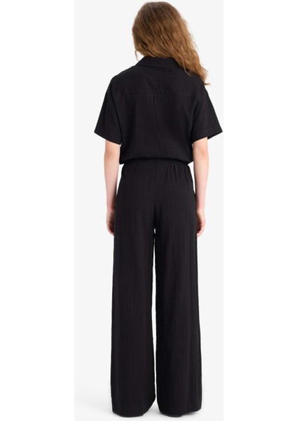 Wide Leg Geniş Paça Cepli Yüksek Lastikli Bel Pantolon A9129AX25SM