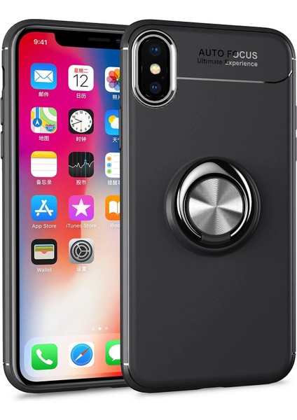 Iphone Xs Max Kılıf Range Yüzüklü Silikon - Siyah Nrmsa