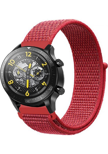 Realme Watch 2 , 2 Pro , S , S Pro ile Uyumlu Kordon Kumaş Desenli Cırt Cırtlı Spor Kayış