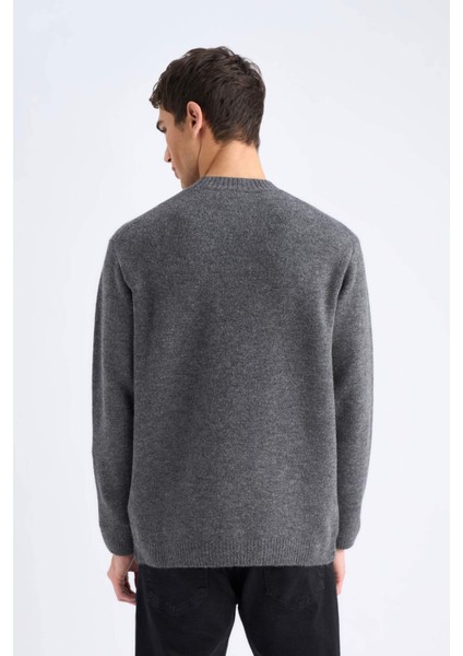 Relax Fit Bisiklet Yaka Triko Kazak E8390AX24CW