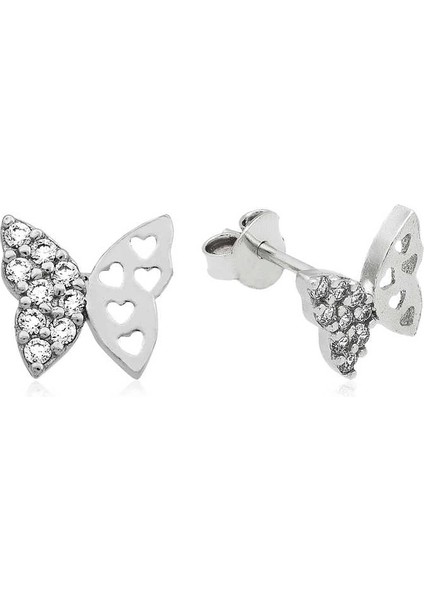 Gümüş Çivili Kelebek Küpe