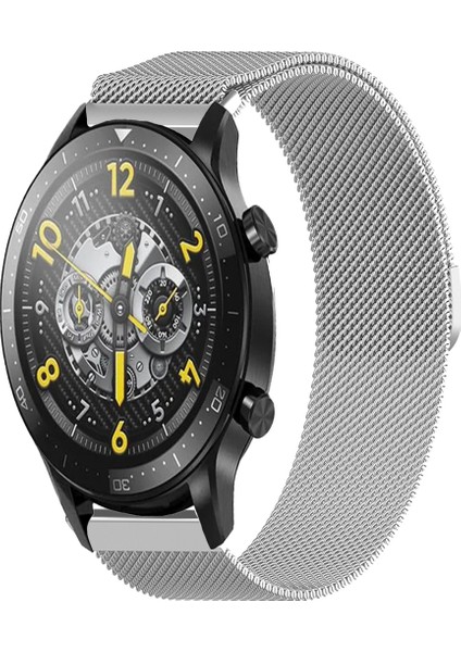 Realme Watch 2 / 2 Pro / S / S Pro ile Uyumlu Kordon Hasır Metal Örgü Mıknatıslı Milano Kayış
