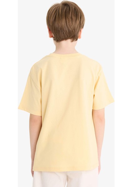 Erkek Çocuk Bisiklet Yaka Nakışlı Kısa Kollu Tişört E8457A825HS