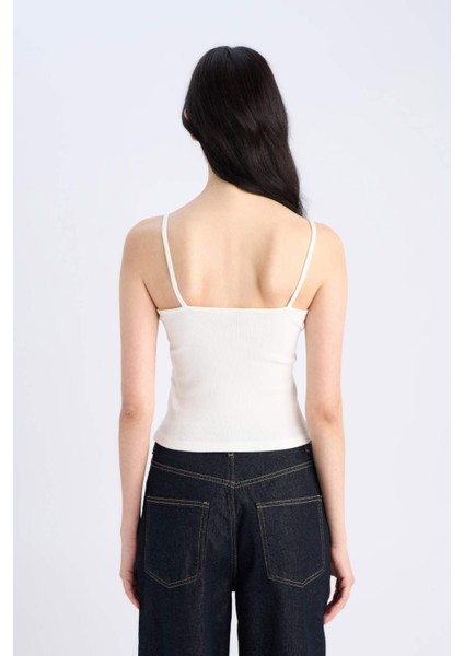 Slim Fit Dar Kesim V Yaka Fitilli Kaşkorse Atlet E8680AX25SP