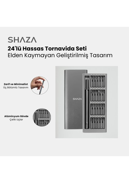 24 Parça Hassas Tornavida Seti - Mıknatıslı Alüminyum Kasa Telefon, Pc vb. Tamir Seti fiyatları