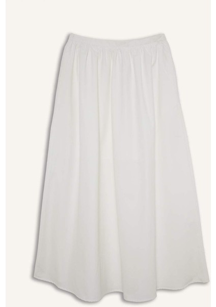 A Kesim Normal Bel Yarım Astar Poplin Midi Etek E8700AX25SP