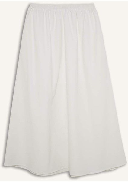 A Kesim Normal Bel Yarım Astar Poplin Midi Etek E8700AX25SP