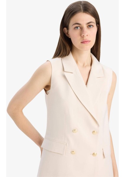 Regular Fit Ceket Yaka Tensel Blazer Yelek E8487AX25SM