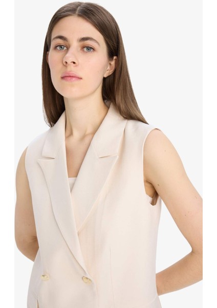 Regular Fit Ceket Yaka Tensel Blazer Yelek E8487AX25SM