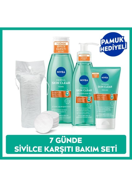 Derma Skin Clear Niasinamid Yüz Temizleme Jeli 150ML, Tonik 200ML ve Peeling 150ML