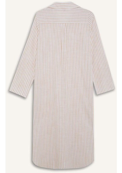 Gömlek Yaka Uzun Kollu Plaj Gömleği-Fall in Love E6708AX25SP