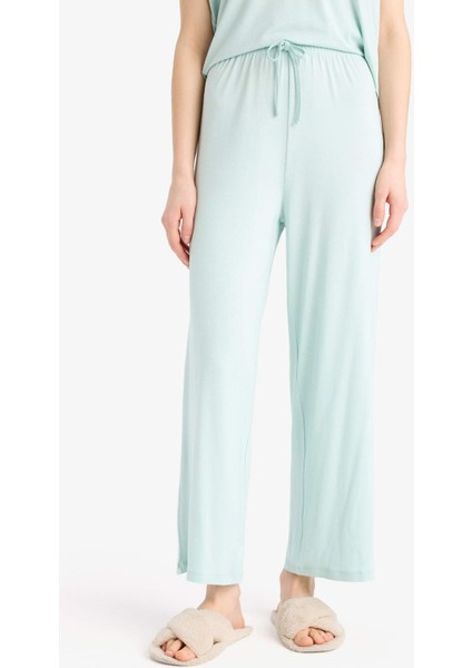 Pijama Takımı Viskon Kısa Kollu Üst Beli Lastikli Uzun Alt-Fall in Love E0264AX25SP