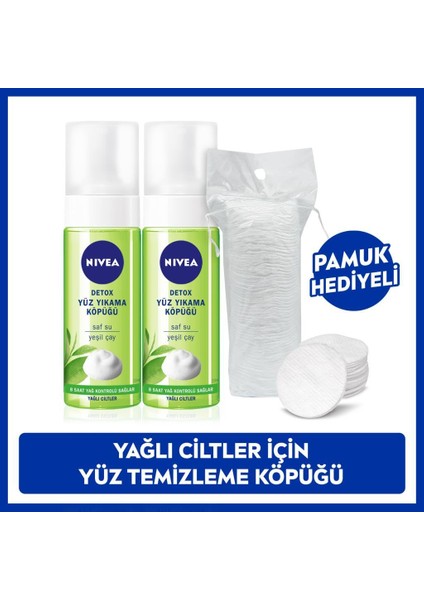 Detox Yüz Temizleme Köpüğü 150ml, Arındırıcı, Yağ Kontrolü, Yeşil Çay, Yağlı Ciltler, Yüz Bakım, X2 Adet