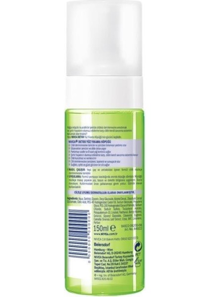 Detox Yüz Temizleme Köpüğü 150ml, Arındırıcı, Yağ Kontrolü, Yeşil Çay, Yağlı Ciltler, Yüz Bakım, X2 Adet modelleri