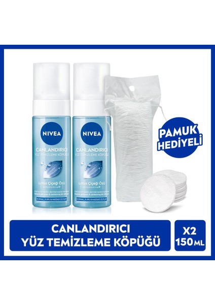 Canlandırıcı Yüz Temizleme Köpüğü 150ml, Lotus Çiçeği, Cildi Temizlerken Kurutmaz, Normal Ciltler, Yüz Bakım, X2 Adet