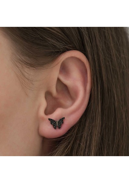Gümüş Siyah Kelebek Küpe fiyatları