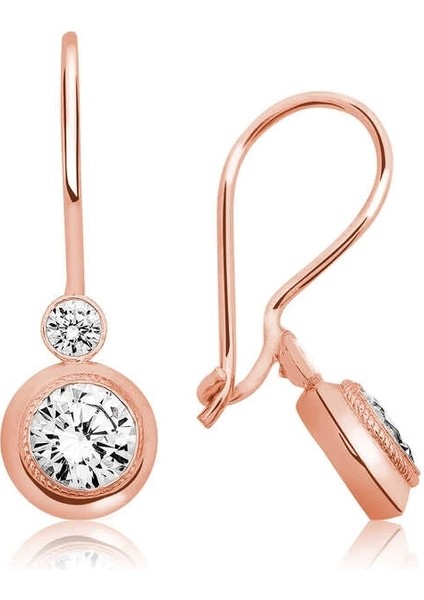 ​gümüş Rose Sallantılı Tek Taş Küpe