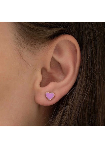 Gümüş Fosforlu Lila Kalp Küpe fiyatları