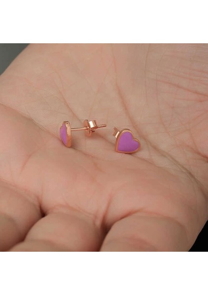 Gümüş Fosforlu Lila Kalp Küpe modelleri