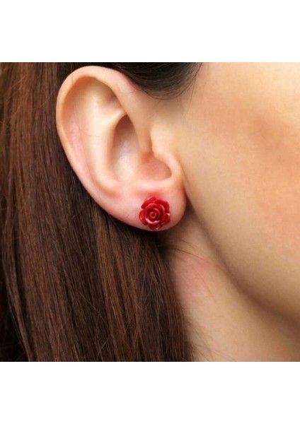 ​gümüş Kırmızı Gül Küpe fiyatları