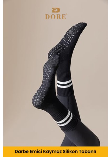 Orijinal Unisex 3 Çift Kaymaz Pilates Ve Yoga Plates Kaydırmaz Tabanlı Çorap Siyah Beyaz Pembe fırsatları