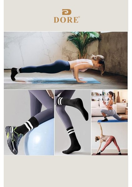 Orijinal Unisex 3 Çift Kaymaz Pilates Ve Yoga Plates Kaydırmaz Tabanlı Çorap Siyah Beyaz Pembe