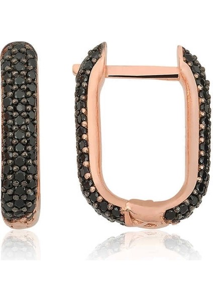 Gümüş Çift Taraflı Siyahtaşlı J Bayan Küpe