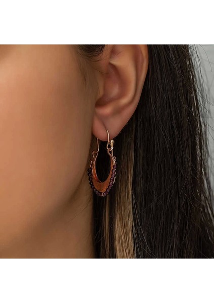 Gümüş Bordo Taşlı Bohem Küpe fiyatları