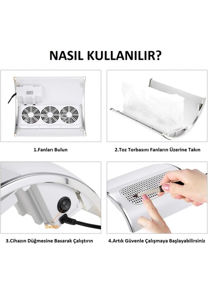 3 Fanlı 40W Profesyonel Tırnak Toz Emici Cihaz Manikür Pedikür Toz Toplama Makinesi Güçlü Vakum Fan fiyatları