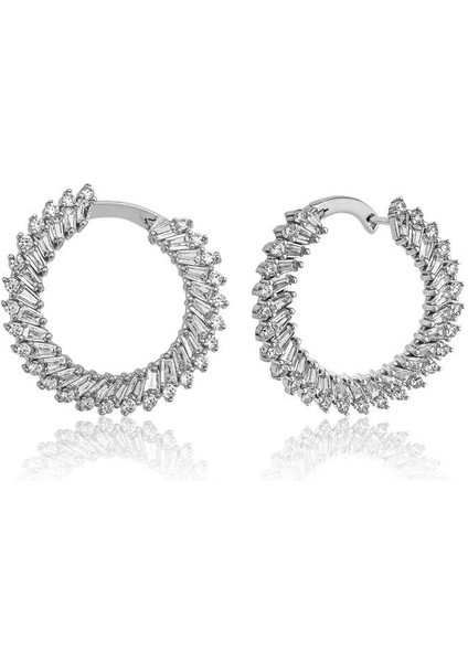 Gümüş Trapez Taşlı Bayan Küpe