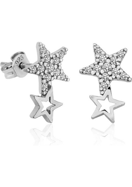 Gümüş Yıldız Kayması Bayan Küpe