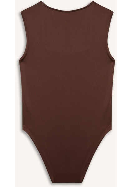 Slim Fit Dar Kesim Kare Yaka Basic Düz Çıtçıtlı Body E9045AX25SP