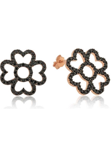 ​gümüş Kalp Yapraklı Çiçek Küpe