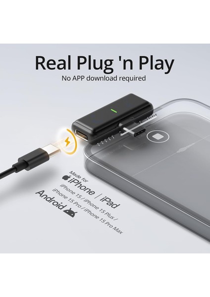 HT-K50 Şarjlı Kablosuz Ikili Yaka Mikrofonu iPhone ile Uyumlu Type-C Alıcı Gürültü Engelleme LED Ekranlı Şarj Kutusu
