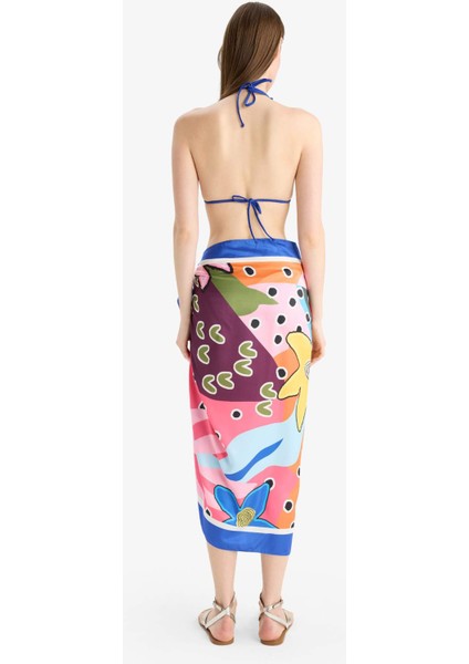 Regular Fit Desenli Saten Plaj Eteği-Fall in Love B1443AX25HS