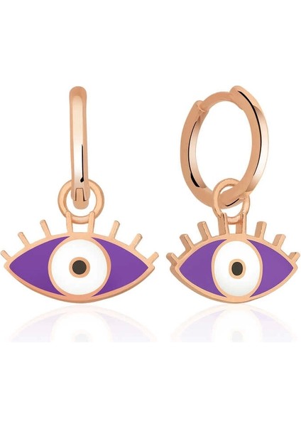 Gümüş Fosforlu Mor Göz Küpe