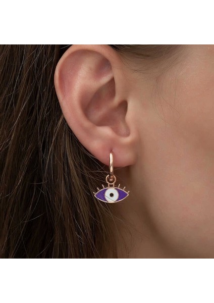 Gümüş Fosforlu Mor Göz Küpe modelleri