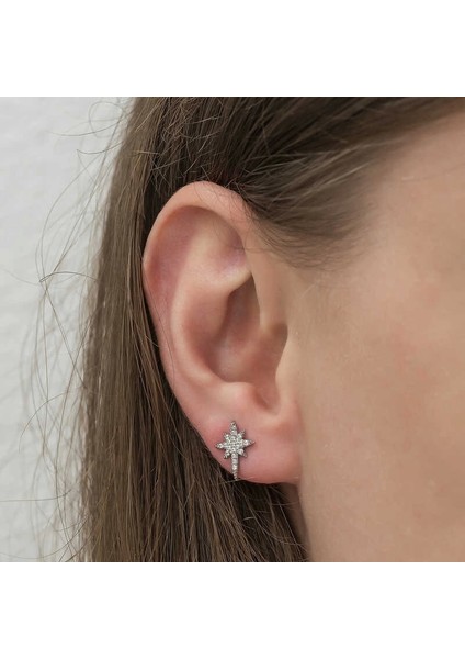 Gümüş Kutup Yıldızı Küpe modelleri