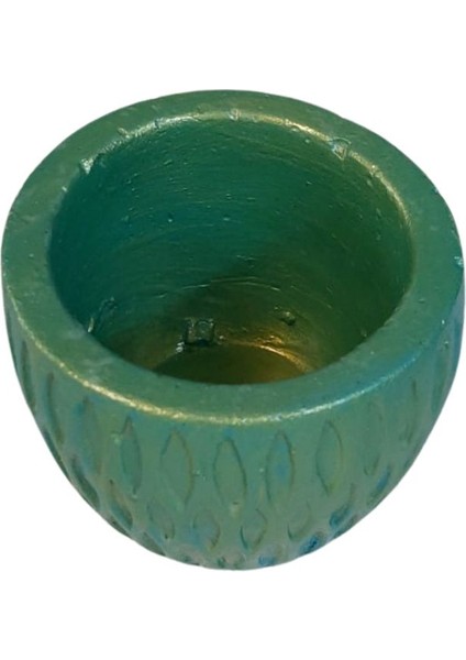 3907 El Yapımı Desenli Dekoratif Minik Yeşil Saksı / Biblo - 6 x 7 cm fiyatları