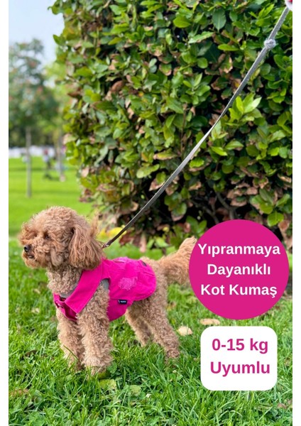 Yeni - Fuşya Renk Kot Köpek Yeleği - Küçük Irklar Için Şık ve Rahat Yelek (0-15KG)
