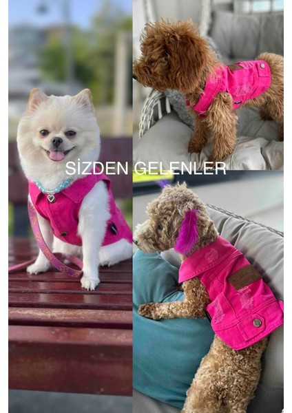 Yeni - Fuşya Renk Kot Köpek Yeleği - Küçük Irklar Için Şık ve Rahat Yelek (0-15KG) fiyatları